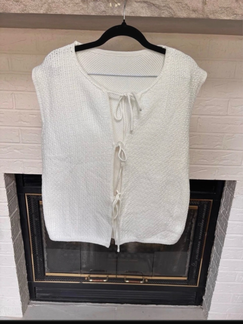 White Tie-Front Knit Women's Top